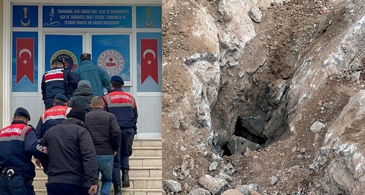 Akçakaya Mahallesinde iş makinesiyle define arayan 4 kişi suçüstü yakalandı.