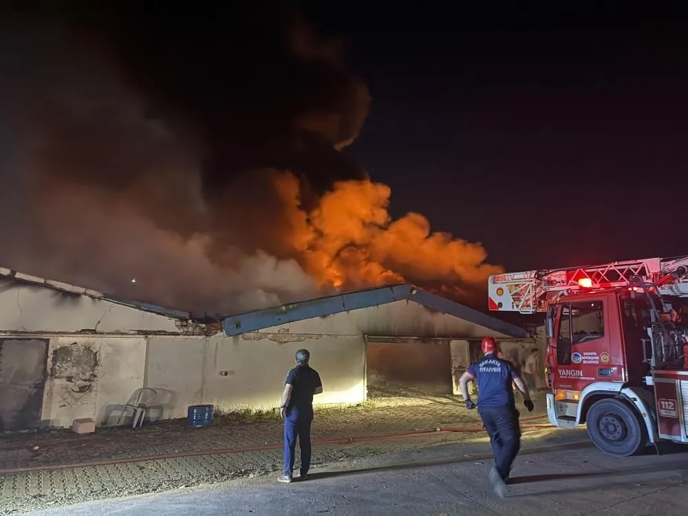 Geyve ilçesindeki bir boya fabrikasında yangın çıktı.