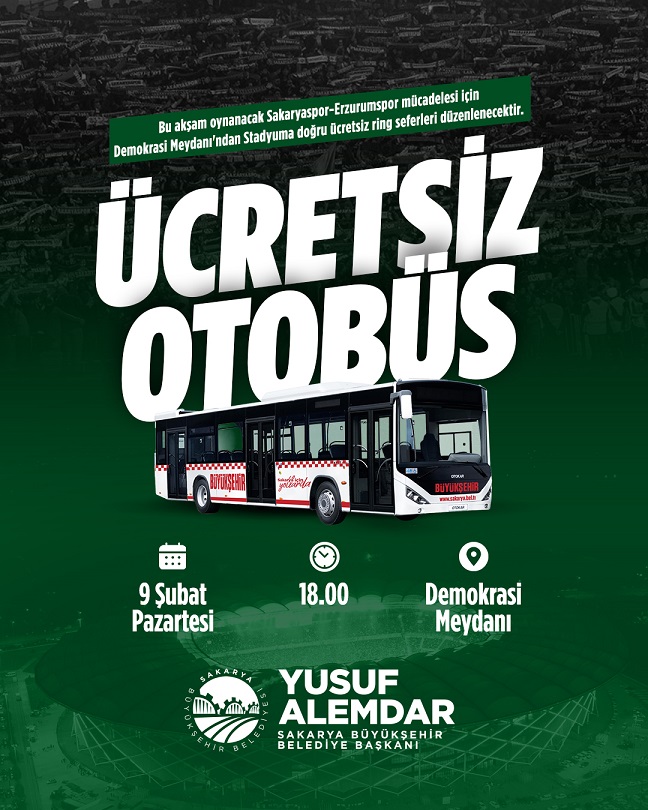 Büyükşehir’den Sakaryaspor maçı için ücretsiz ring seferi