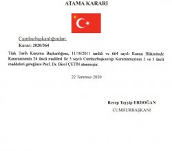 Türk Tarih Kurumu Başkanlığına Prof. Dr. Birol Çetin atandı